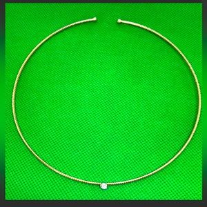 Tous Gold Tone Collar Necklace with Clear Stone